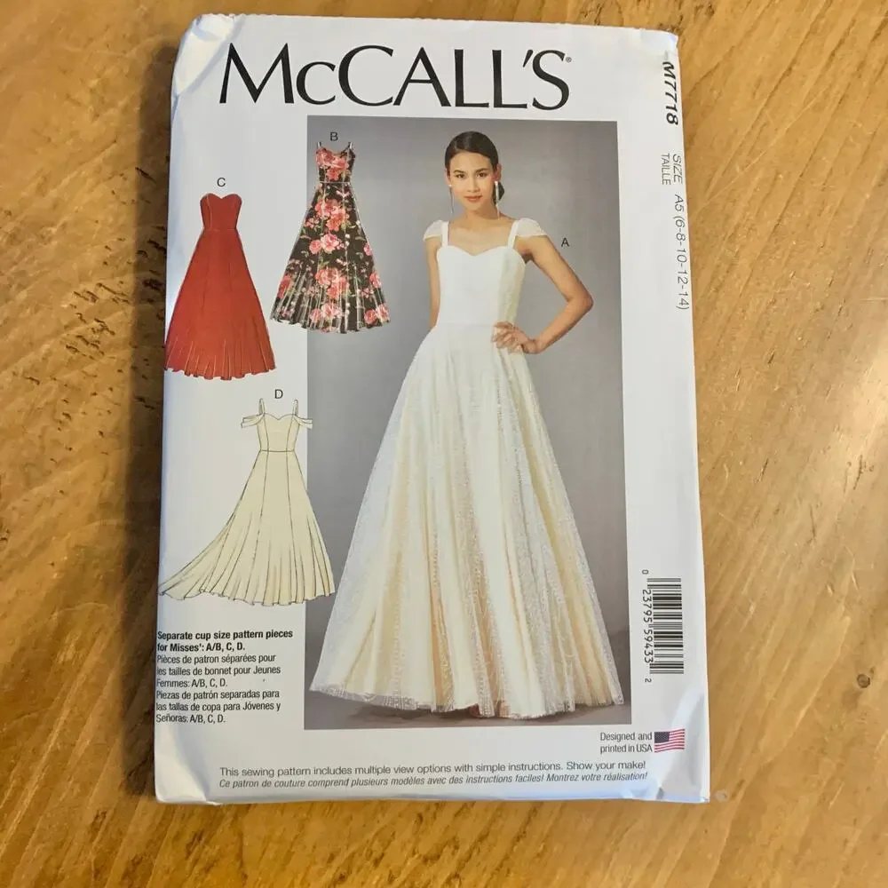 McCall’s Pattern M7718 Misses Special Occasion Eveningwear Dresses Size 6-14